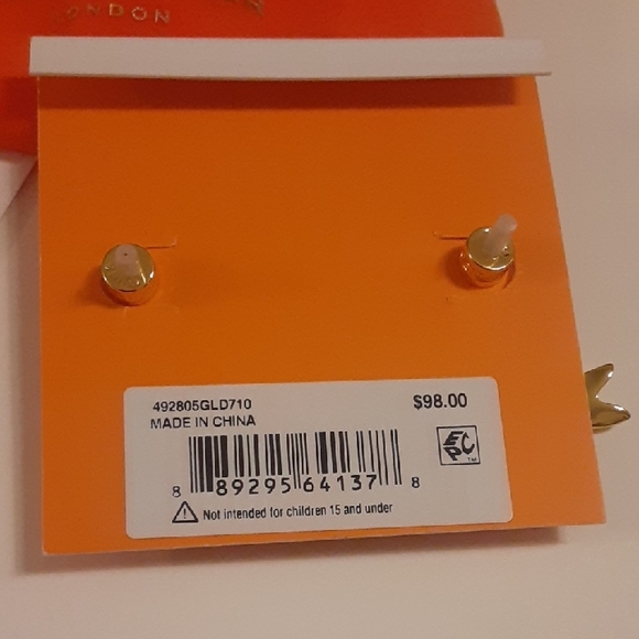 Kurt Geiger Bow and Rainbow Gold Accent Heart Earrings - Picture 9 of 17